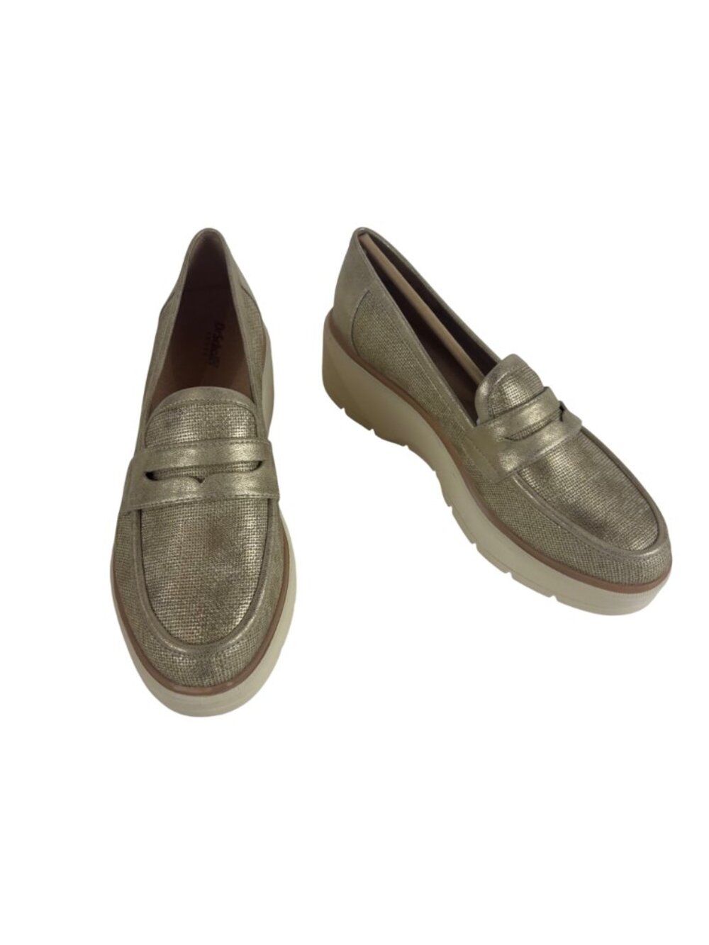 Dr. Scholl's Nice Day Max Platform Loafers Womens Size 10 Metallic Gold Slip-On - Picture 2 of 10